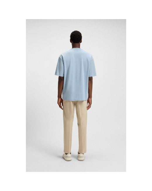 Boss Blue Relaxed-Fit Cotton-Blend T-Shirt for men