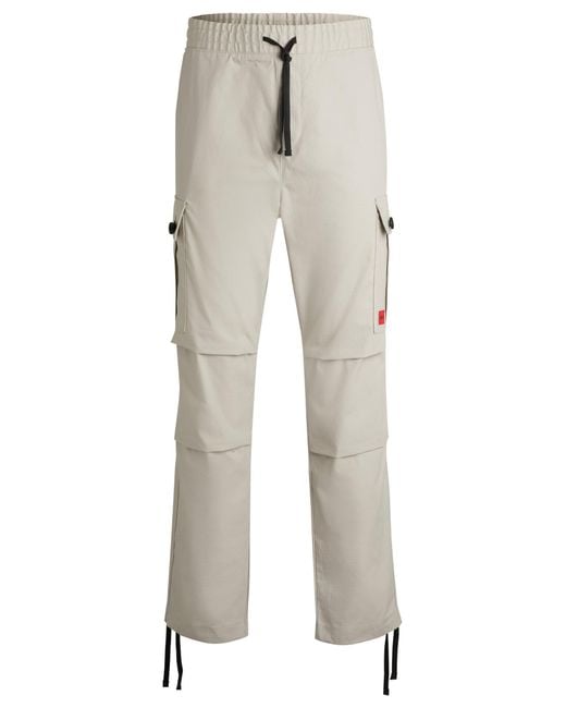 HUGO Gray Regular-fit Cargo Trousers In Ripstop Cotton for men