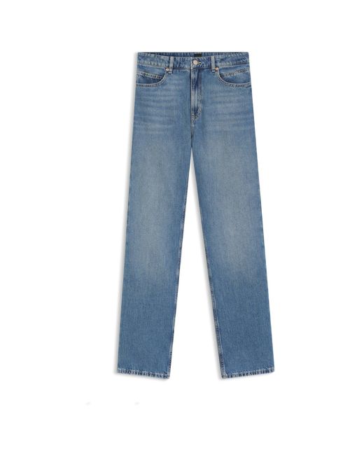 Boss Blue High-Waisted Straight-Fit Jeans