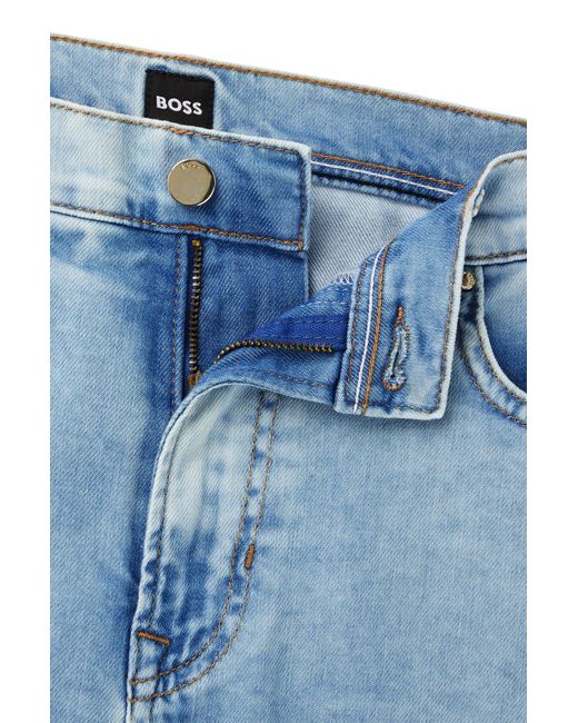 Boss Regular-fit High-waisted Jeans In Blue Denim