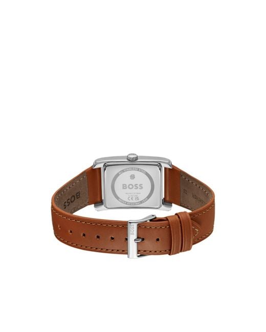 Boss White Tone Watch With Textured Skeleton Dial for men