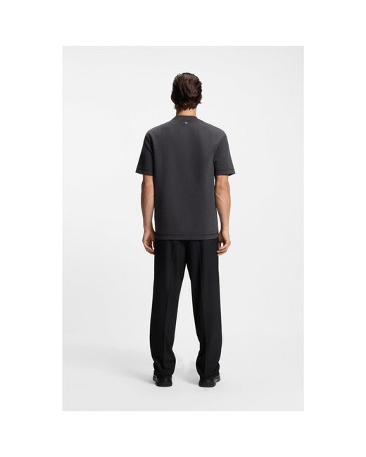 HUGO Blue Cotton-Blend T-Shirt With Stacked Logo for men