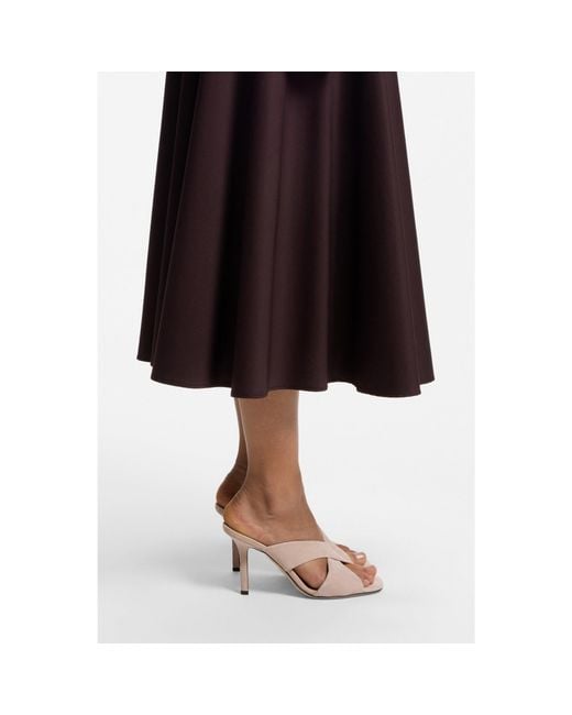 Boss Pink Suede Sandals With Crossover Straps