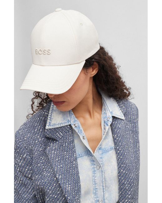 Boss White Cotton-twill Cap With Embroidered Logo