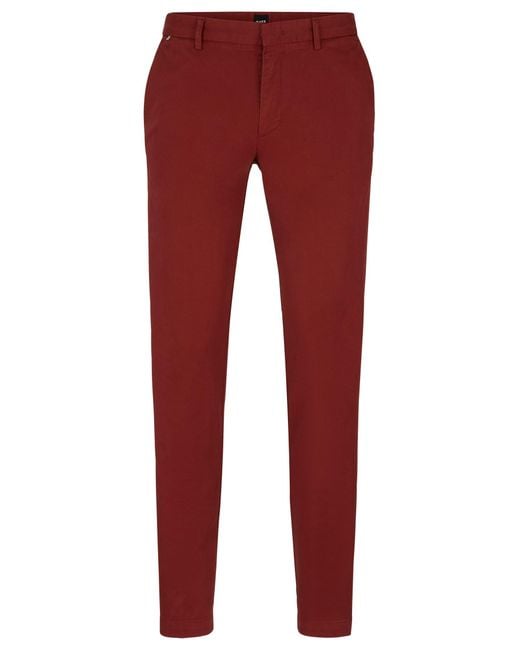 Boss Red Slim-fit Chinos In Stretch-cotton Gabardine for men