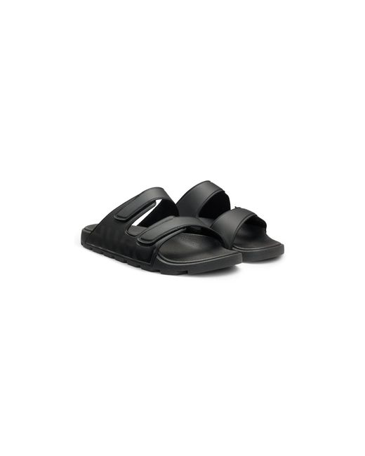 HUGO Black Logo Sandals With Double Touch-Closure Straps for men