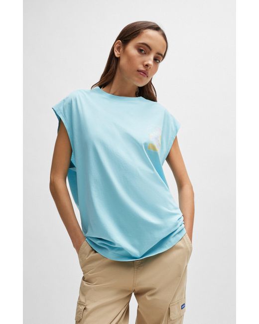 T-shirt sans manches en jersey de coton à motif artistique estival BOSS by Hugo Boss pour homme en coloris Blue