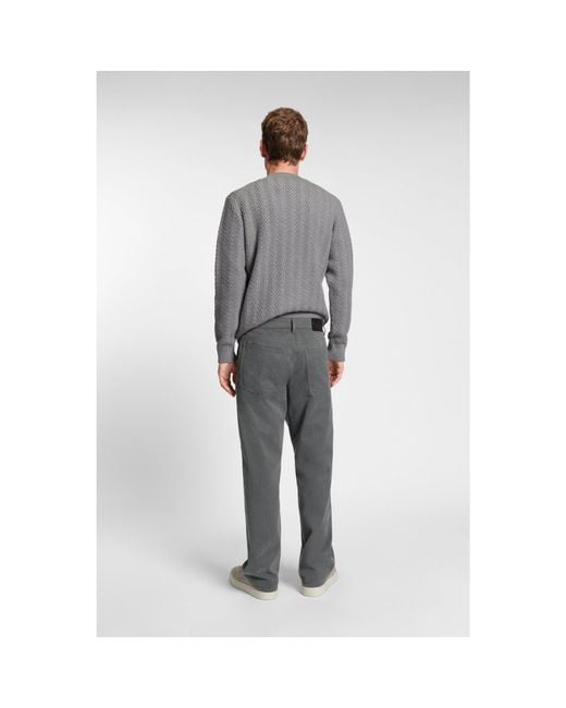 Boss Gray Virgin-Wool Sweater With Herringbone Structure for men