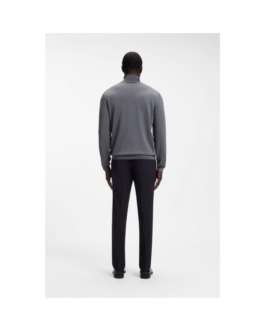 Boss Gray Slim-fit Rollneck Sweater In Wool for men