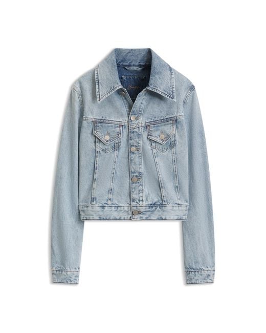 Boss Blue Slim Trucker Jacket With Marble-Wash Denim