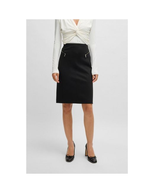 Boss Black Pencil Skirt With Zipped Pockets