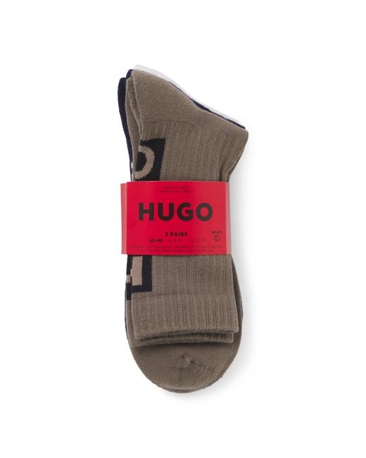 HUGO Gray Three-Pack Of Short Socks With Vertical Logos for men
