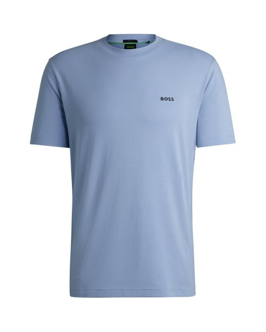 Boss Regular-Fit T-Shirt aus Stretch-Baumwolle mit Kontrast-Logo in Blue für Herren