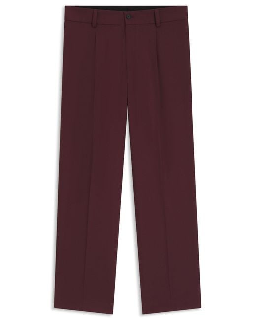 HUGO Modern-Fit Hose Aus Stretch-Twill Mit Bügelfalten in Purple für Herren