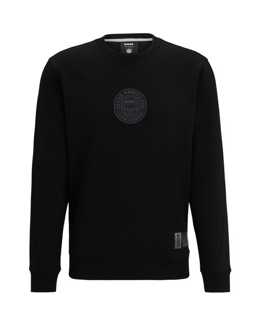 Boss Black X Nfl Cotton-blend Sweatshirt With Metallic Print for men