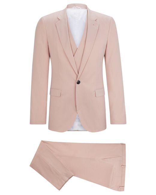 HUGO Extra Slim-Fit Anzug aus leichtem Baumwoll-Mix in Pink für Herren