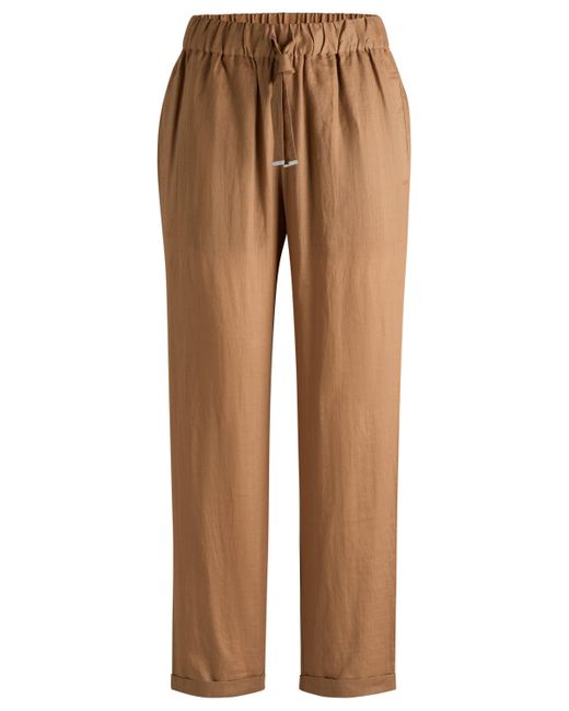 Boss Brown Relaxed-Fit Hose aus Ramie-Canvas