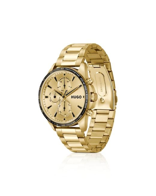 HUGO Metallic #Drift-Tone Watch With Tachymeter Bezel for men