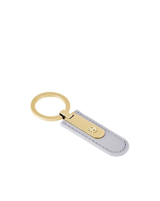 Boss Metallic Grained Lilac Key Ring With Golden Double B Hardware