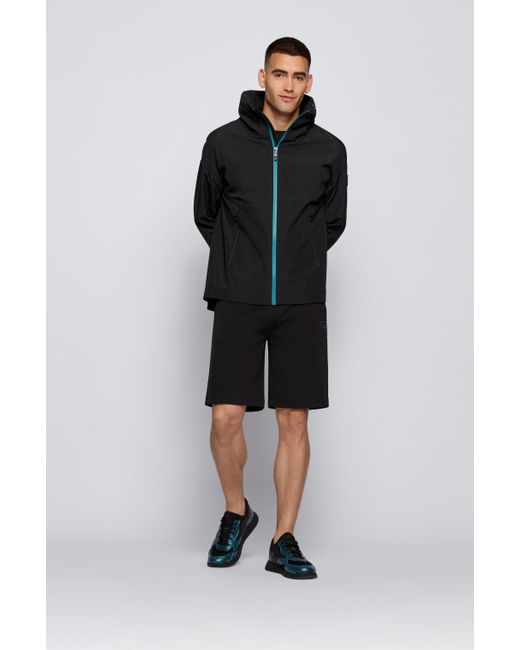 BOSS by HUGO BOSS Canvas Relaxed-fit Water-repellent Jacket With  Carbon-tape Trims in Black for Men - Lyst