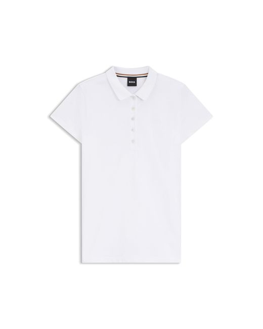 Boss White Cotton-Piqué Polo Shirt With Logo Detail