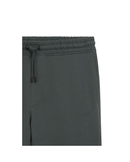 Boss Gray Cotton-Terry Tracksuit Bottoms With Logo Detail for men