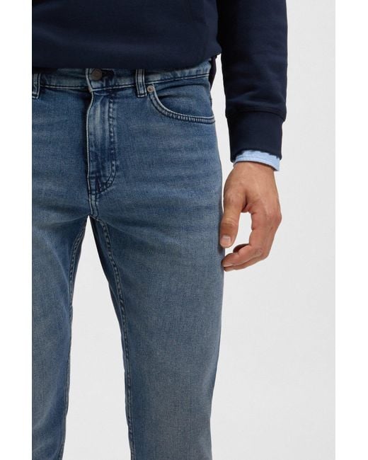 Boss Slim-Fit Delaware-Jeans Van Comfortabel Stretchdenim in het Blue voor heren