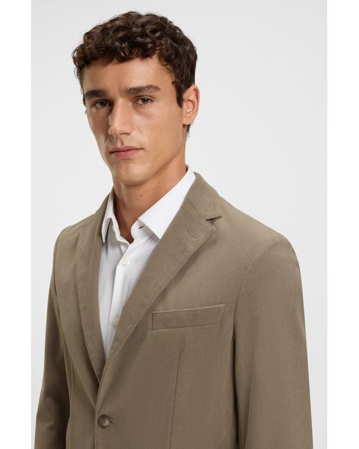 Boss Slim-Fit Colbert Van Hoogwaardig Stretchcorduroy in het Brown voor heren