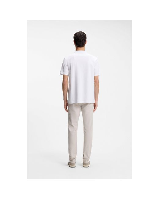 Boss White Interlock-Cotton T-Shirt With Embroidered Logo for men