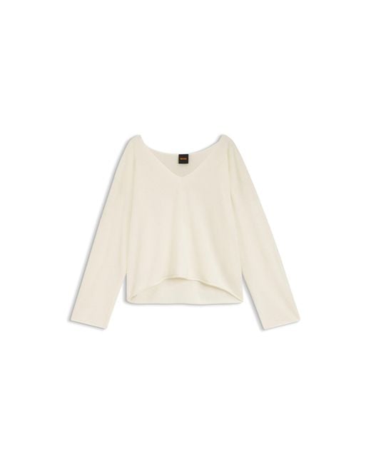 Boss White V-Neck Sweater