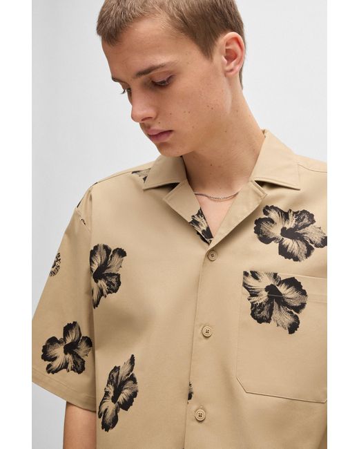 HUGO Natural Light Beige Men's Casual Shirts Size M for men