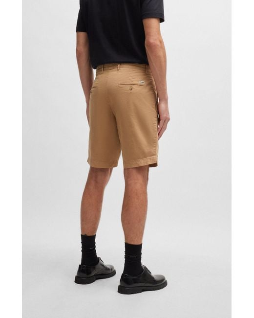 Boss Natural Slim-fit Shorts In Stretch-cotton Twill for men