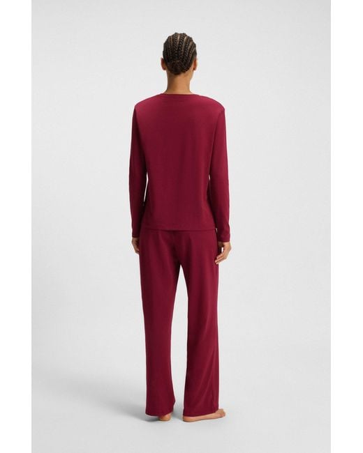 Boss Red Pyjama-Shirt Aus Stretch-Baumwolle Mit Logo-Print
