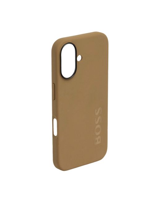 Boss Brown Matte Camel-Toned Iphone 16 Case With Emed Logo