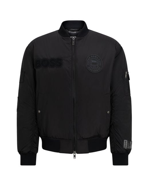 Boss Blue X Nfl Padded Bomber Jacket With Special Patches for men