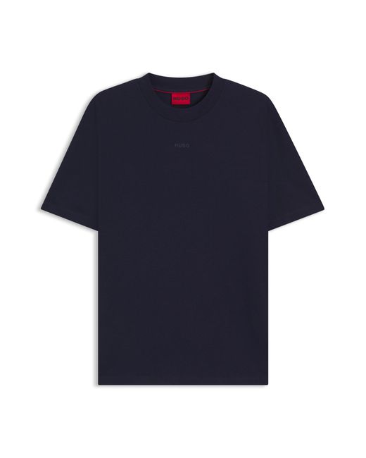 HUGO Relaxed-Fit T-Shirt Van Katoen Met Logoprint in het Blue voor heren