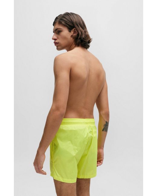 HUGO Schnell trocknende Badeshorts mit Stack-Logo-Print in Green für Herren