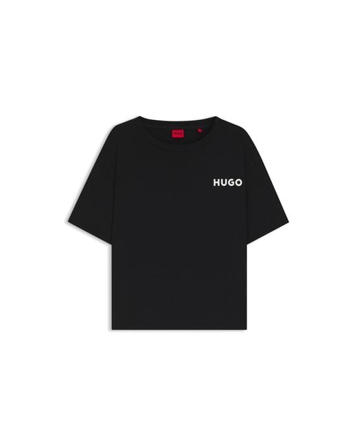 HUGO Black Relaxed-Fit Stretch-Jersey Pyjama T-Shirt With Contrast Logo