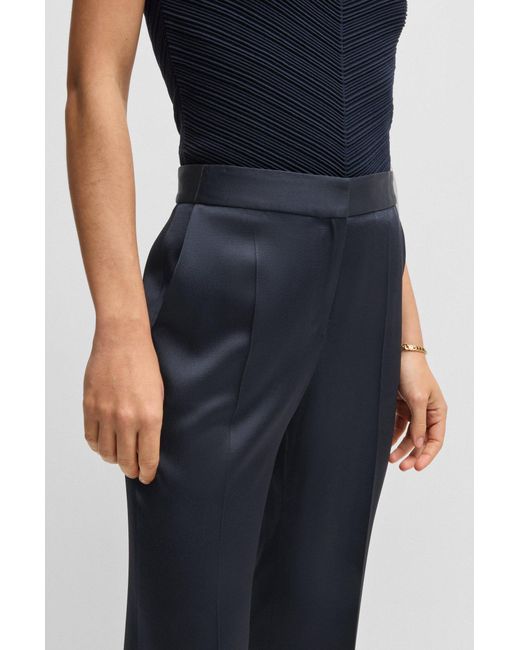 Boss Slim-Fit Broek Van Glanzend Twill in het Blue