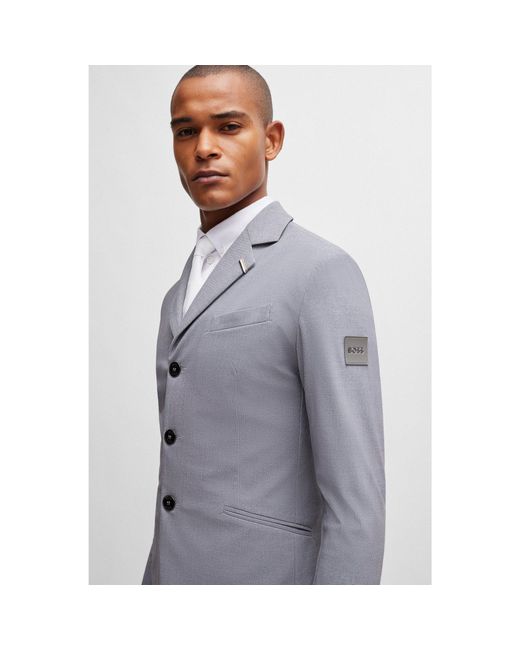 Boss Blue Equestrian Stretch Show Jacket With Salt-And-Pepper Effect for men