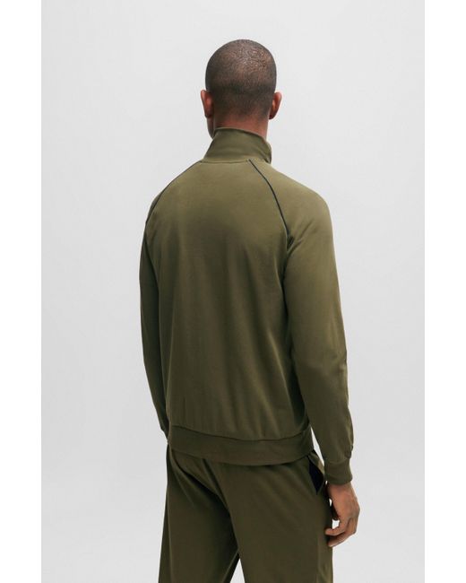 Veste zippée en jersey de coton stretch à logo brodé Boss pour homme en coloris Green