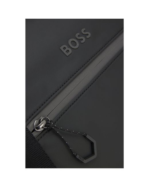 Boss Black Faux-Leather Holdall With Reflective Details for men