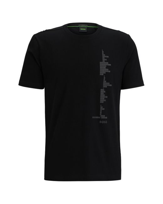 BOSS by HUGO BOSS Stretch-cotton T-shirt With Decorative Reflective Artwork  in Black for Men