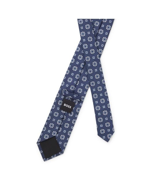 Boss Blue Jacquard-Pattern Tie for men
