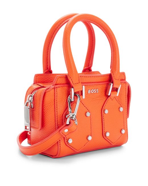 BOSS by HUGO BOSS Grained-leather Mini Bag With Branded Hardware in Orange  | Lyst