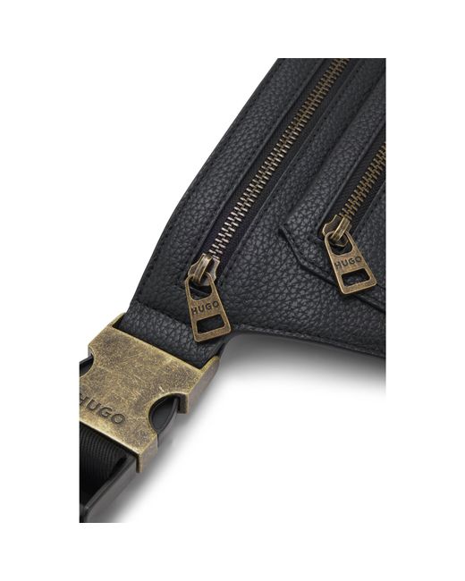 HUGO Black Grained Belt Bag With Antique--Effect Hardware for men