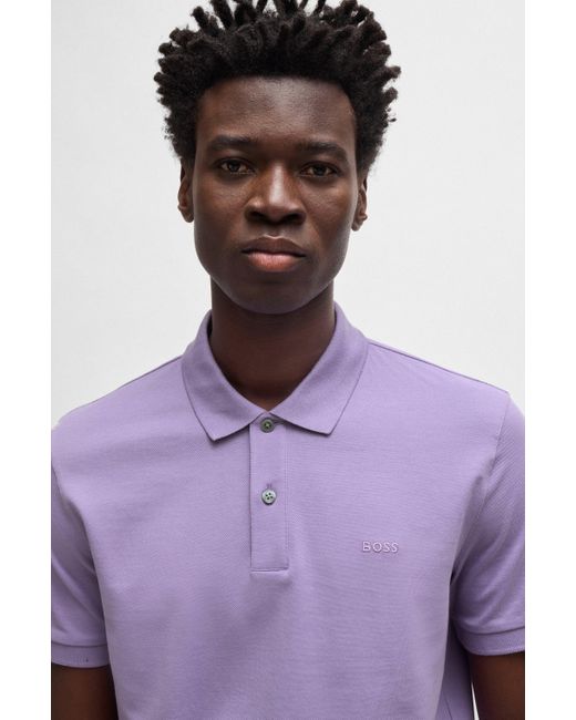 Boss Poloshirt aus Bio-Baumwolle mit Logo-Stickerei in Purple für Herren