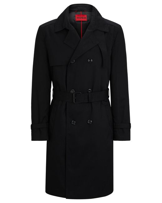 Trench déperlant avec ceinture à boucle HUGO pour homme en coloris Black