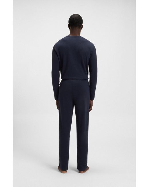 Boss Pyjamabroek Van Een Katoenmix Met Logostiksel in het Blue voor heren