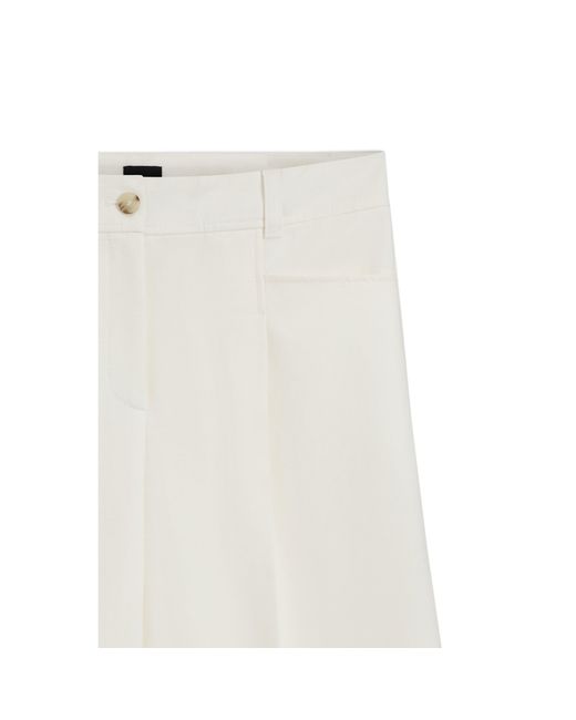 Boss White Bermuda Trousers With Front Pleats